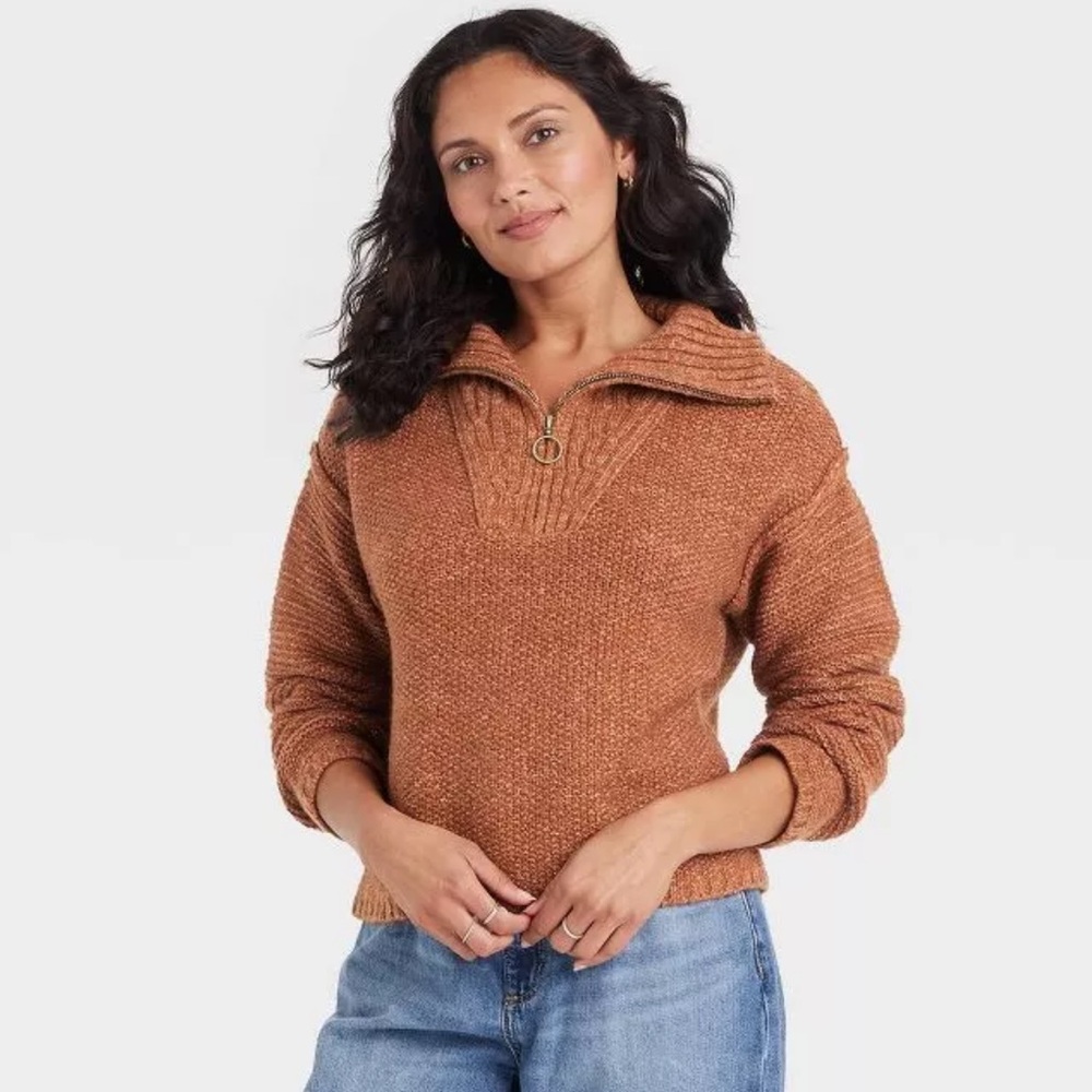 Mock neck sweater - burnt orange